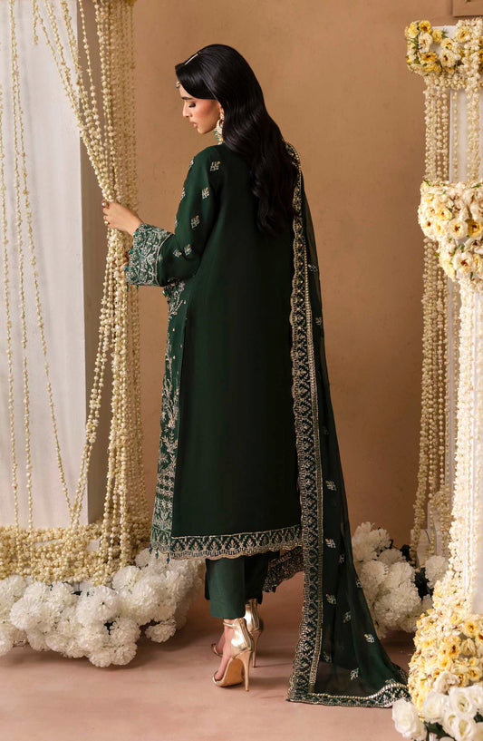 Sheherzadi by Emaan Adeel Embroidered Chiffon Unstitched 3 Piece Suit - VANIA - ED25SHZ - Green - Formals Collection