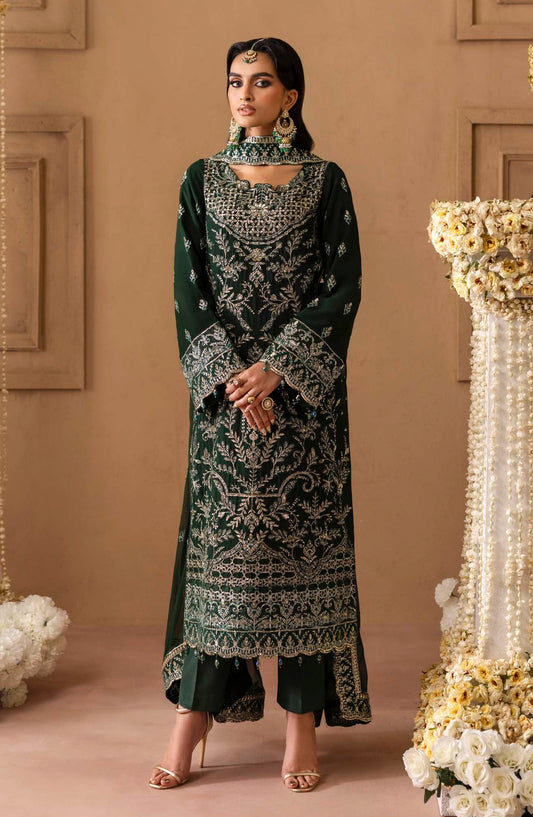 Sheherzadi by Emaan Adeel Embroidered Chiffon Unstitched 3 Piece Suit - VANIA - ED25SHZ - Green - Formals Collection