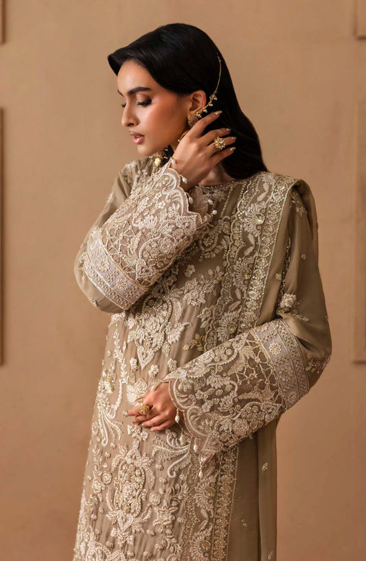 Sheherzadi by Emaan Adeel Embroidered Chiffon Unstitched 3 Piece Suit - ULFAT - ED25SHZ - Grey - Formals Collection