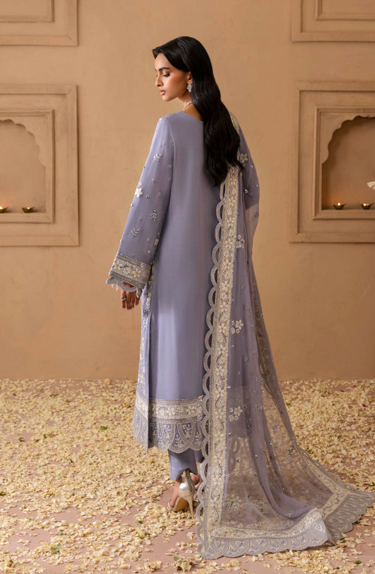 Sheherzadi by Emaan Adeel Embroidered Chiffon Unstitched 3 Piece Suit - SAHARSH - ED25SHZ - Blue - Formals Collection