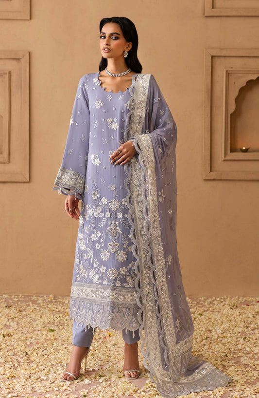 Sheherzadi by Emaan Adeel Embroidered Chiffon Unstitched 3 Piece Suit - SAHARSH - ED25SHZ - Blue - Formals Collection