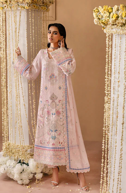 Sheherzadi by Emaan Adeel Embroidered Chiffon Unstitched 3 Piece Suit - GULREZ - ED25SHZ - Pink - Formals Collection