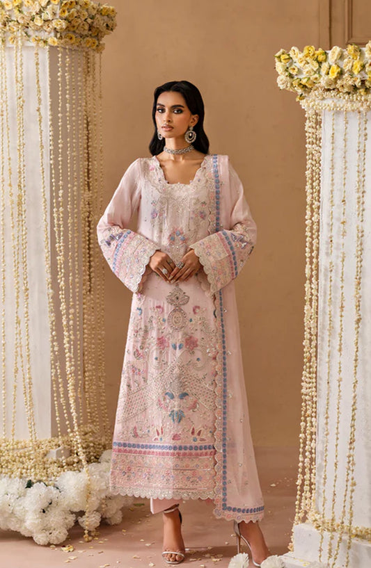Sheherzadi by Emaan Adeel Embroidered Chiffon Unstitched 3 Piece Suit - GULREZ - ED25SHZ - Pink - Formals Collection