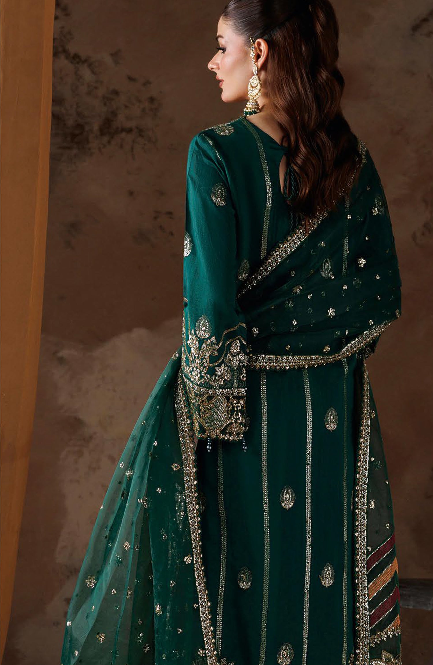 Shehnai by Ramsha Embroidered Raw Silk Unstitched 3 Piece Suit - SS-201 - RM26SHN - Green - Festive Collection