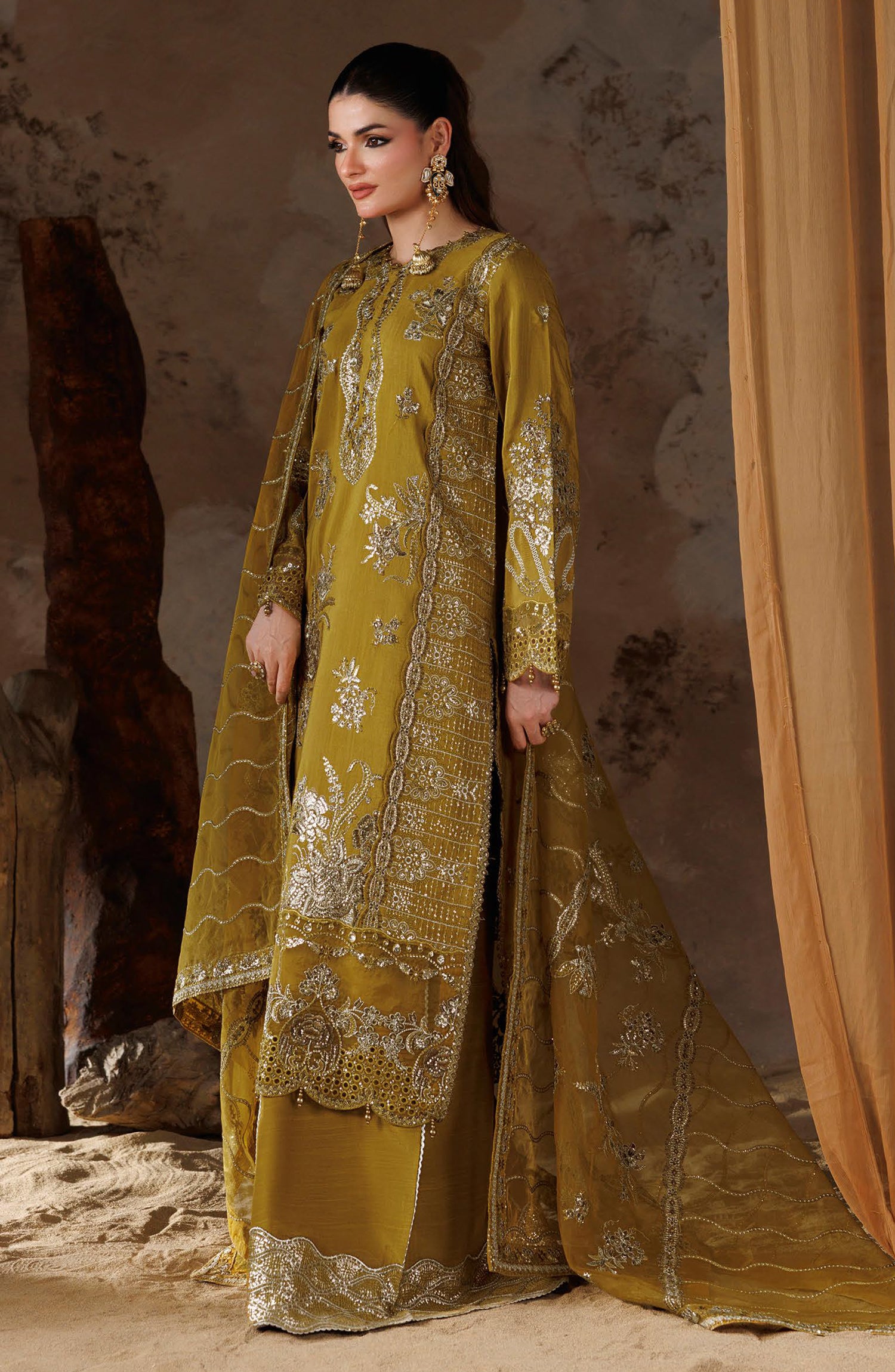 Shehnai by Ramsha Embroidered Raw Silk Unstitched 3 Piece Suit - SS-204 - RM26SHN - Dhani - Festive Collection