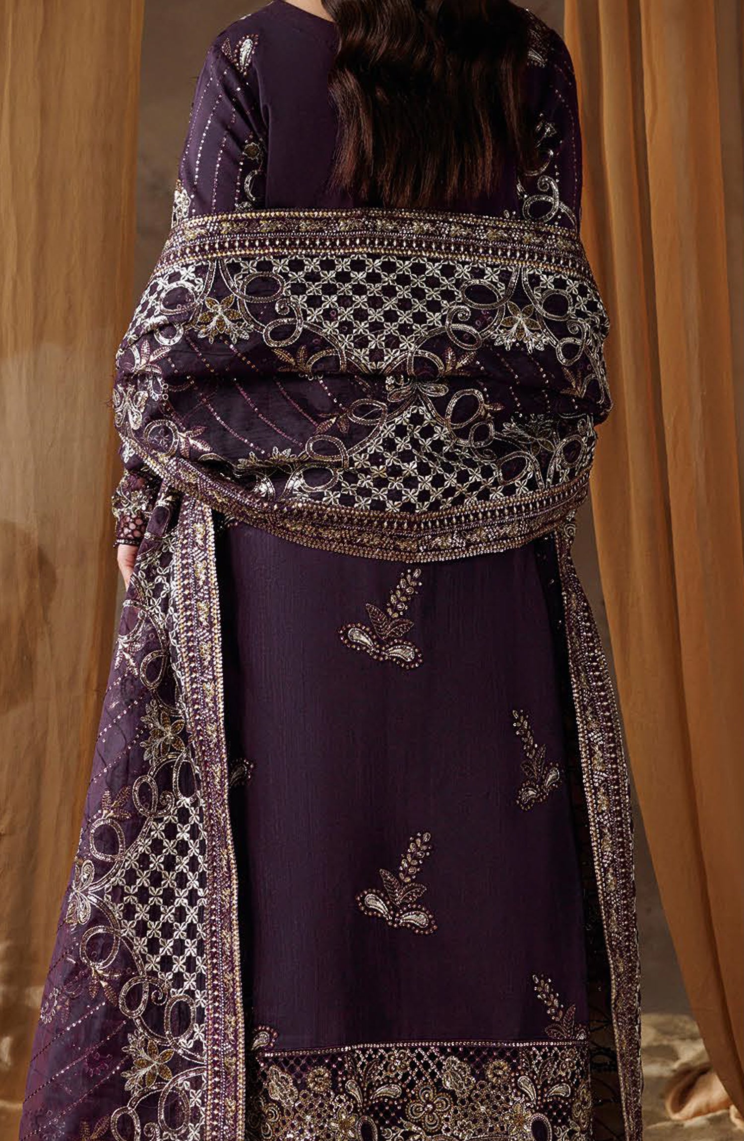 Shehnai by Ramsha Embroidered Raw Silk Unstitched 3 Piece Suit - SS-208 - RM26SHN - Purple - Festive Collection