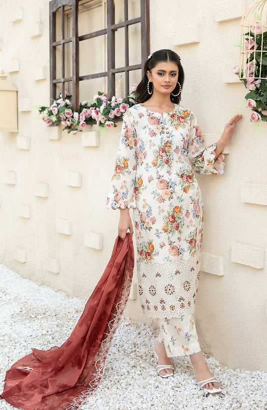 Shehrnaaz by Tawakkal Fabrics Embroidered Lawn Unstitched 3 Piece Suit - D-2954 - TF26SHR - Fawn - Summer Collection