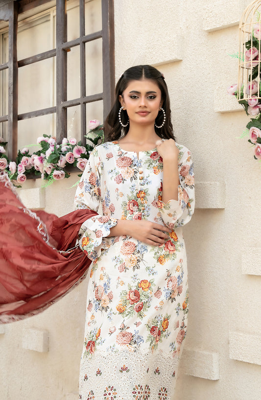 Shehrnaaz by Tawakkal Fabrics Embroidered Lawn Unstitched 3 Piece Suit - D-2954 - TF26SHR - Fawn - Summer Collection