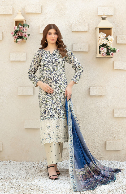 Shehrnaaz by Tawakkal Fabrics Embroidered Lawn Unstitched 3 Piece Suit - D-2953 - TF26SHR - Blue - Summer Collection