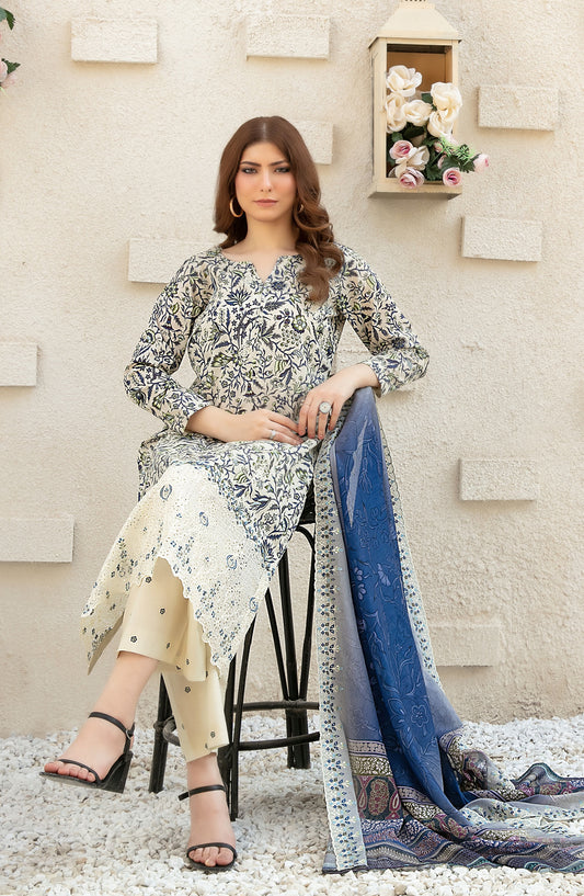 Shehrnaaz by Tawakkal Fabrics Embroidered Lawn Unstitched 3 Piece Suit - D-2953 - TF26SHR - Blue - Summer Collection