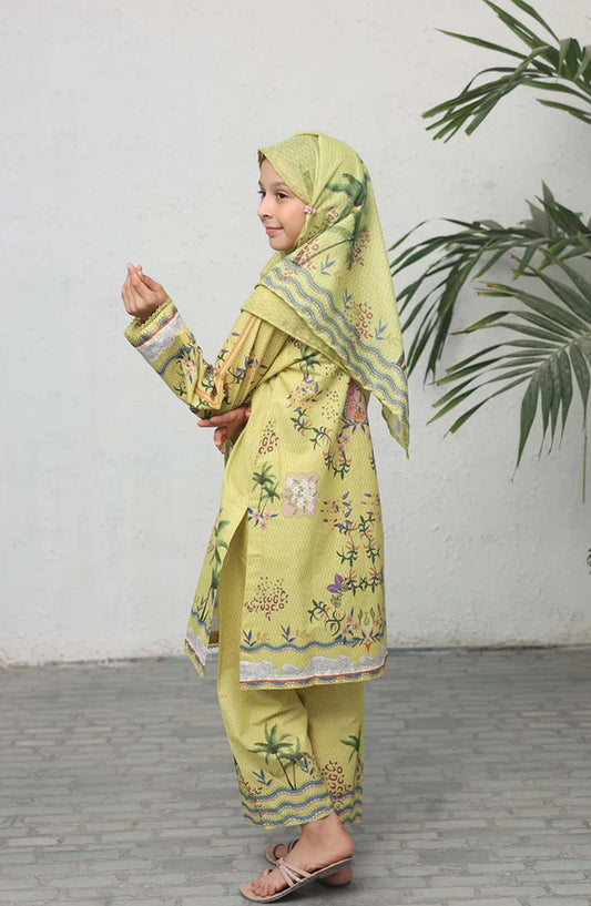 Shifa by Suntex Printed Cotton Cambric Stitched 3 Piece Suit - SH-2572 - SF25MSM - Macroon - Mid Summer Collection