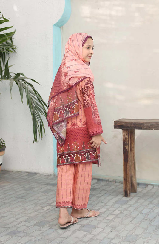 Shifa by Suntex Printed Cotton Cambric Stitched 3 Piece Suit - SH-2568 - SF25MSM - Maroon - Mid Summer Collection