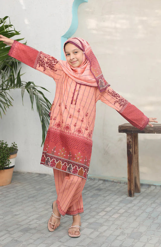 Shifa by Suntex Printed Cotton Cambric Stitched 3 Piece Suit - SH-2568 - SF25MSM - Maroon - Mid Summer Collection
