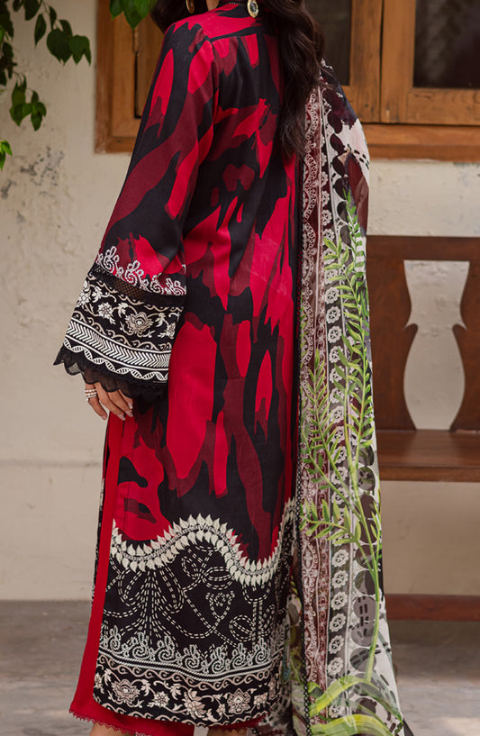 Signature Prints by Nureh Printed Viscose Slub Linen Unstitched 3 Piece Suit - SP-169 - NU25SNG - Red - Winter Collection