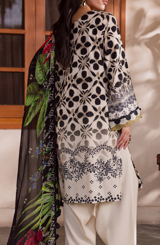 Signature Prints by Nureh Printed Viscose Slub Linen Unstitched 3 Piece Suit - SP-166 - NU25SNG - White - Winter Collection