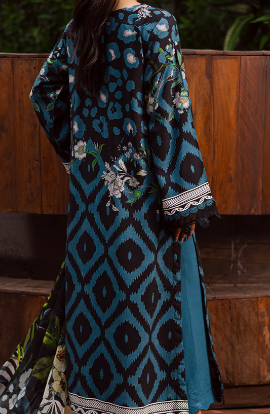 Signature Prints by Nureh Printed Viscose Slub Linen Unstitched 3 Piece Suit - SP-165 - NU25SNG - Blue - Winter Collection