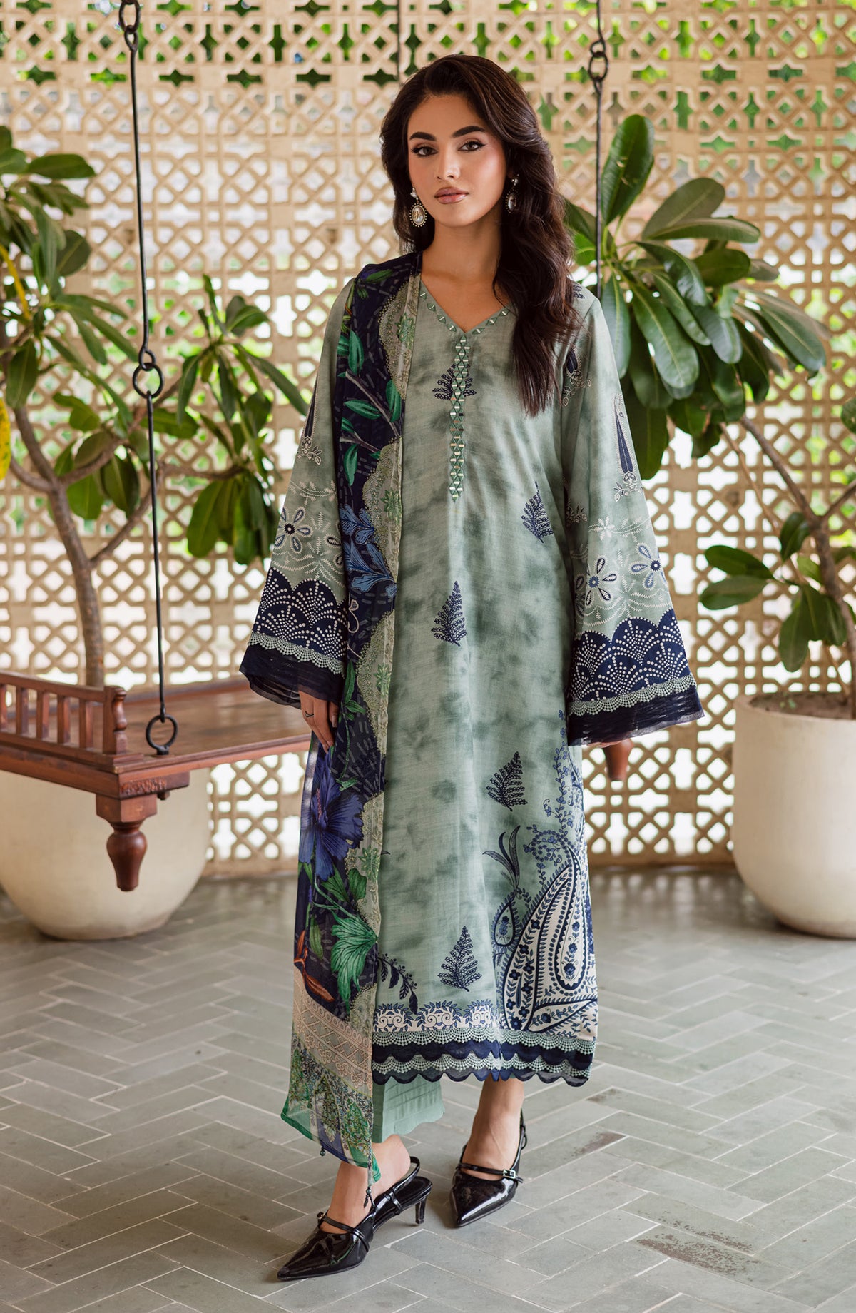 Signature Prints by Nureh Printed Viscose Slub Linen Unstitched 3 Piece Suit - SP-164 - NU25SNG - Green - Winter Collection