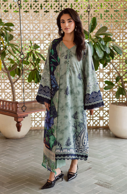 Signature Prints by Nureh Printed Viscose Slub Linen Unstitched 3 Piece Suit - SP-164 - NU25SNG - Green - Winter Collection