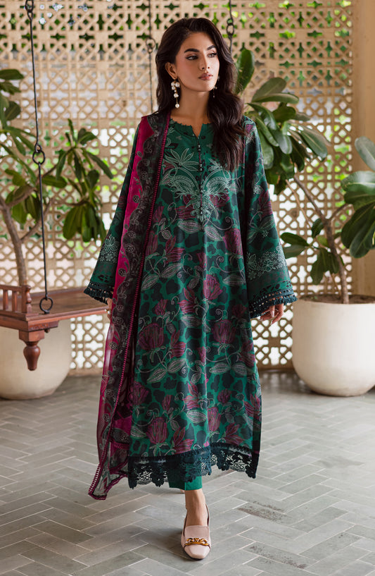 Signature Prints by Nureh Printed Viscose Slub Linen Unstitched 3 Piece Suit - SP-163 - NU25SNG - Green - Winter Collection