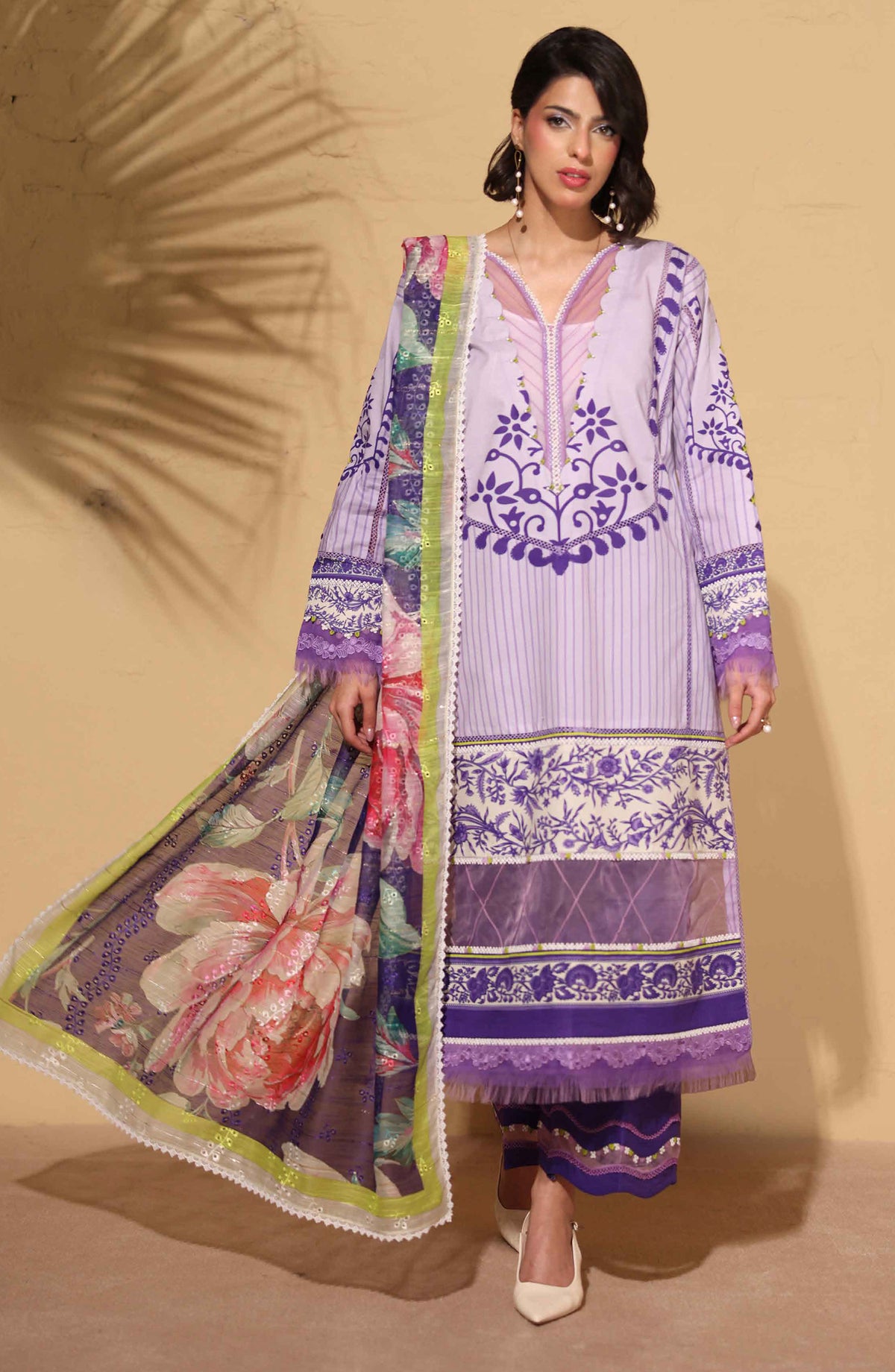 Signora Khoobsurat by NUR Embroidered Lawn Unstitched 3 Piece Suit - SN-357 - NUR26SG - Purple - Summer Collection