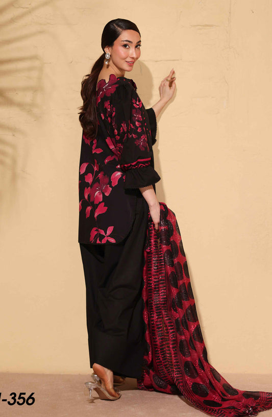 Signora Khoobsurat by NUR Embroidered Lawn Unstitched 3 Piece Suit - SN-356 - NUR26SG - Black - Summer Collection