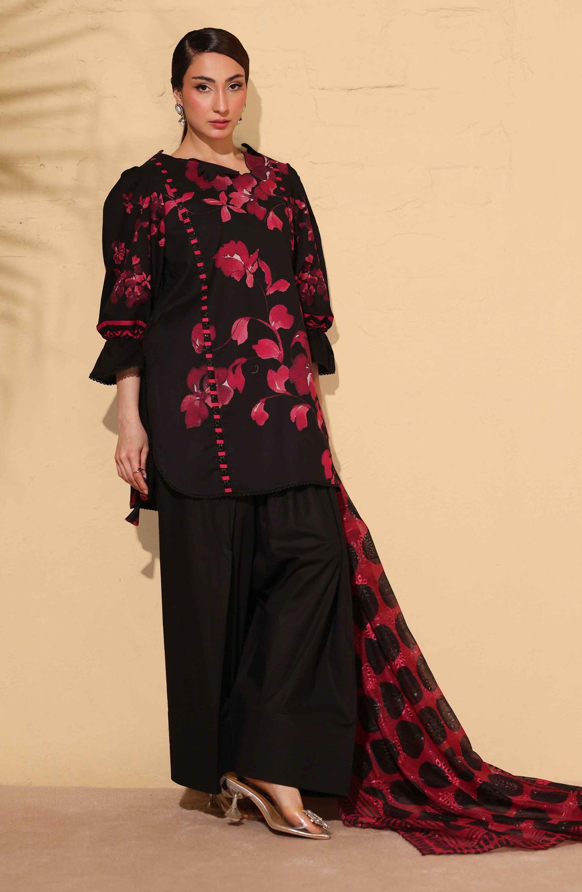 Signora Khoobsurat by NUR Embroidered Lawn Unstitched 3 Piece Suit - SN-356 - NUR26SG - Black - Summer Collection