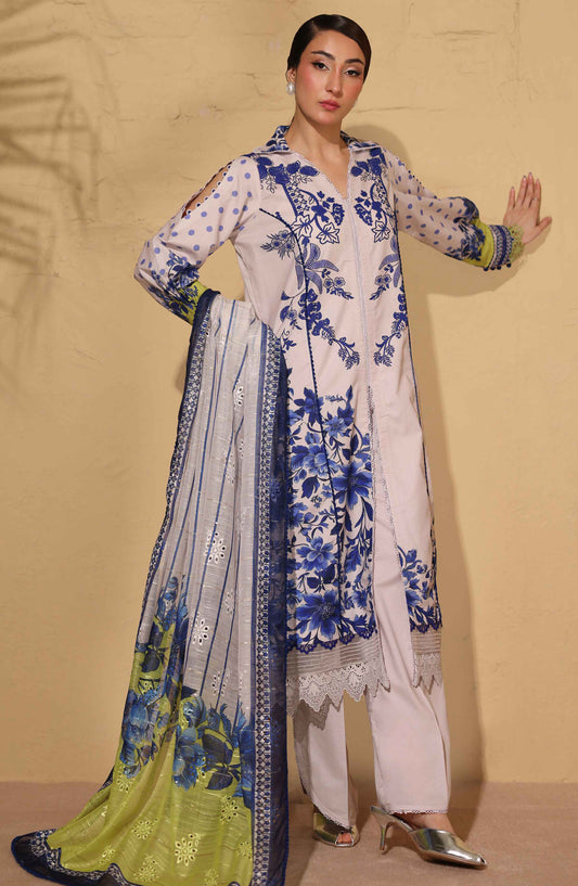 Signora Khoobsurat by NUR Embroidered Lawn Unstitched 3 Piece Suit - SN-354 - NUR26SG - Blue - Summer Collection
