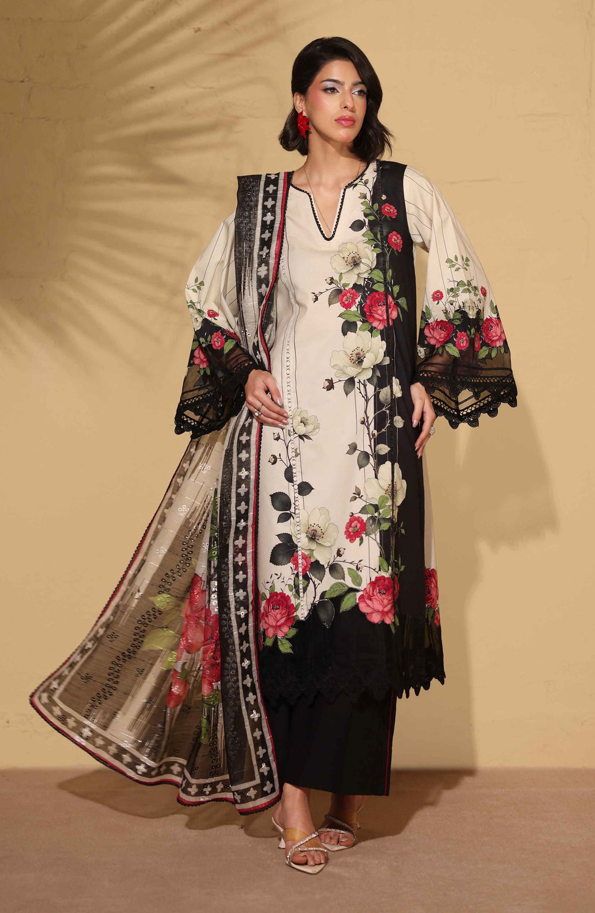 Signora Khoobsurat by NUR Embroidered Lawn Unstitched 3 Piece Suit - SN-353 - NUR26SG - Off White - Summer Collection