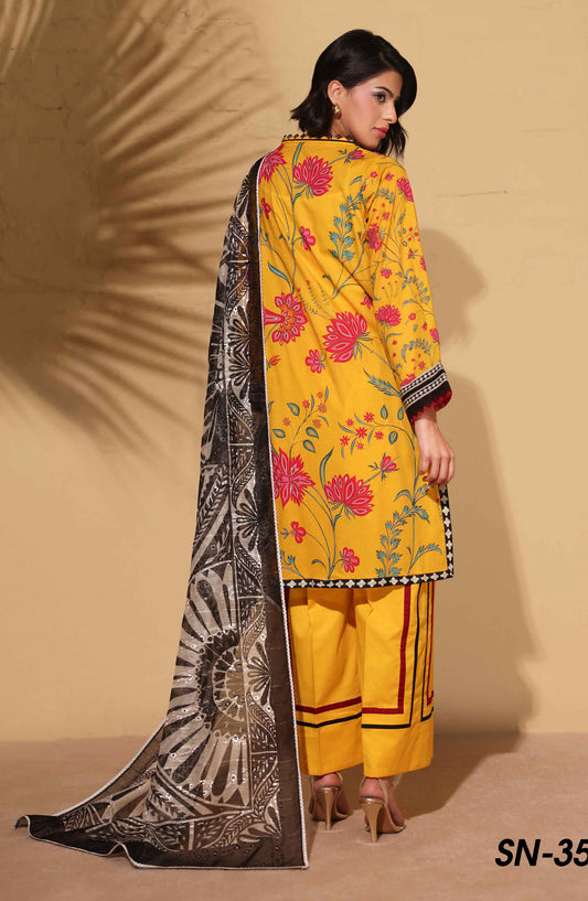 Signora Khoobsurat by NUR Embroidered Lawn Unstitched 3 Piece Suit - SN-351 - NUR26SG - Yellow - Summer Collection