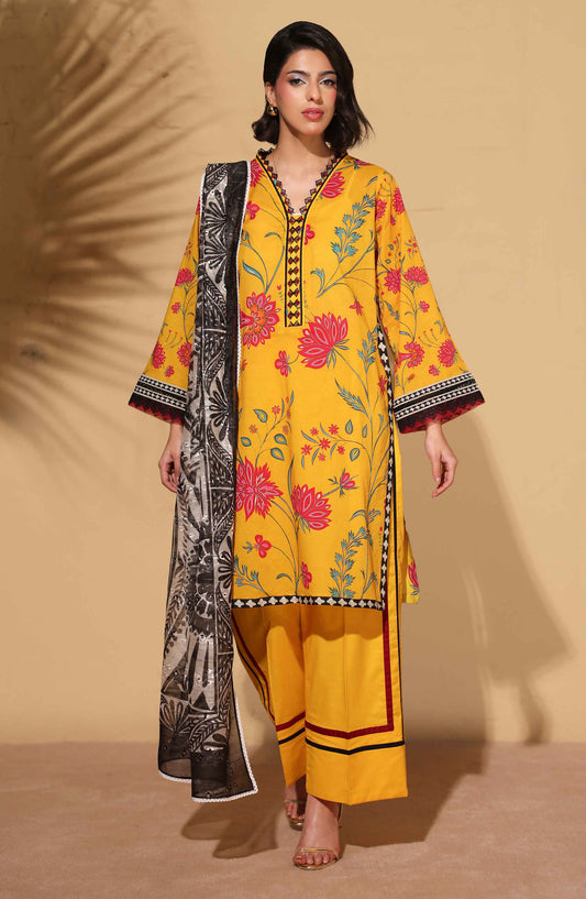Signora Khoobsurat by NUR Embroidered Lawn Unstitched 3 Piece Suit - SN-351 - NUR26SG - Yellow - Summer Collection