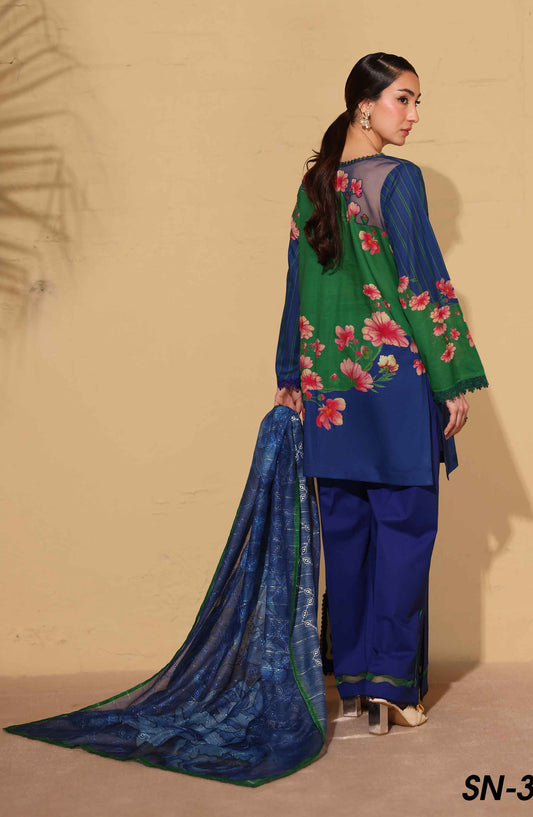 Signora Khoobsurat by NUR Embroidered Lawn Unstitched 3 Piece Suit - SN-350 - NUR26SG - Blue - Summer Collection