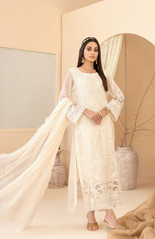 Signy by Tawakkal Fabric Embroidered Chiffon Unstitched 3 Piece Suit - D-2213 - TF25SIG - Lemon - Formal Collection