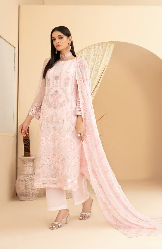 Signy by Tawakkal Fabric Embroidered Chiffon Unstitched 3 Piece Suit - D-2212 - TF25SIG - Pink - Formal Collection