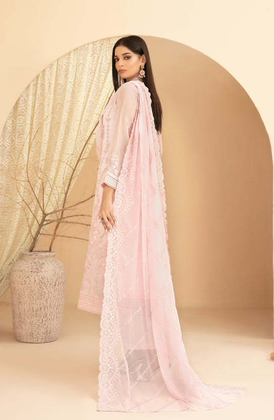 Signy by Tawakkal Fabric Embroidered Chiffon Unstitched 3 Piece Suit - D-2212 - TF25SIG - Pink - Formal Collection