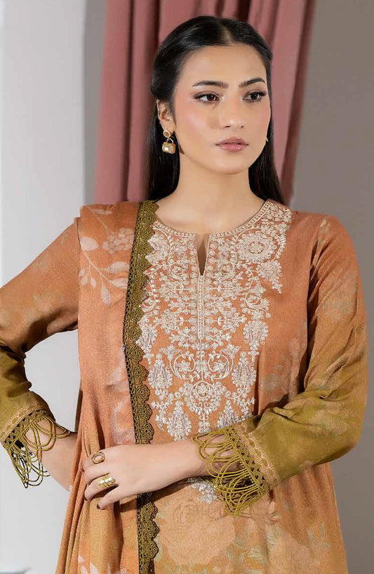 Silsila by Johra Printed & Embroidered Peach Leather Unstitched 3 Piece Suit - JH-621 - JH25SILS - Brown - Winter Collection