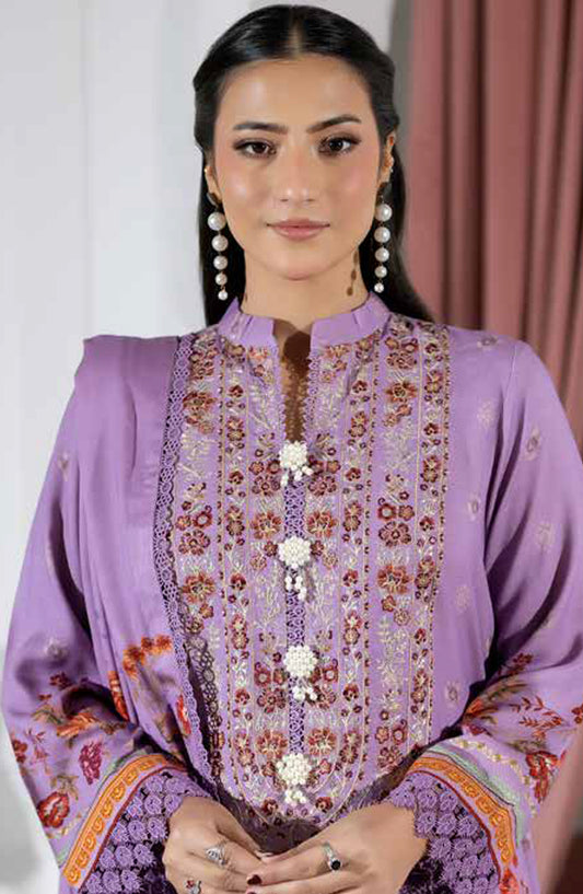 Silsila by Johra Printed & Embroidered Peach Leather Unstitched 3 Piece Suit - JH-620 - JH25SILS - Purple - Winter Collection