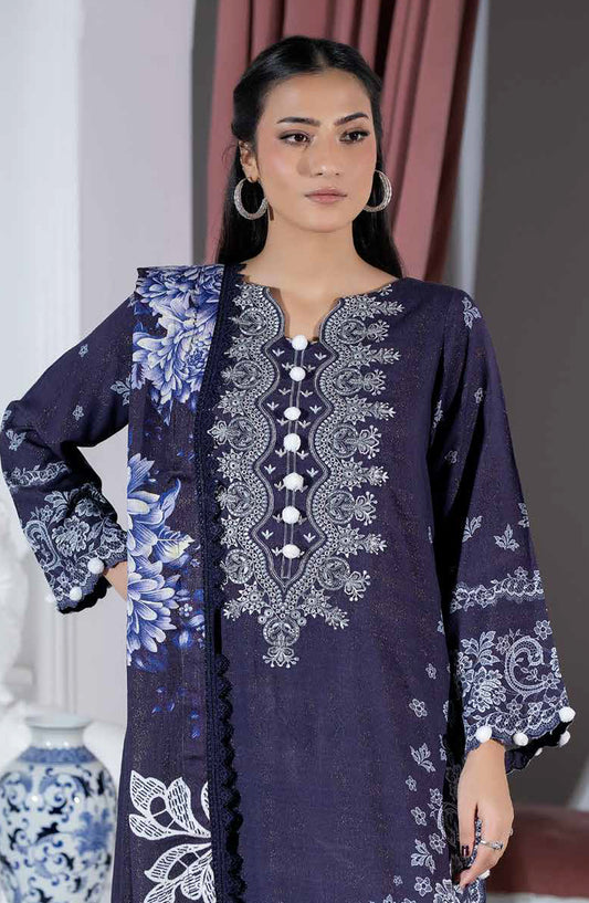Silsila by Johra Printed & Embroidered Peach Leather Unstitched 3 Piece Suit - JH-618 - JH25SILS - Blue - Winter Collection