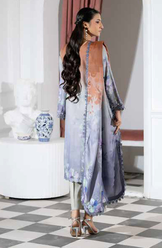 Silsila by Johra Printed & Embroidered Peach Leather Unstitched 3 Piece Suit - JH-616 - JH25SILS - Blue - Winter Collection