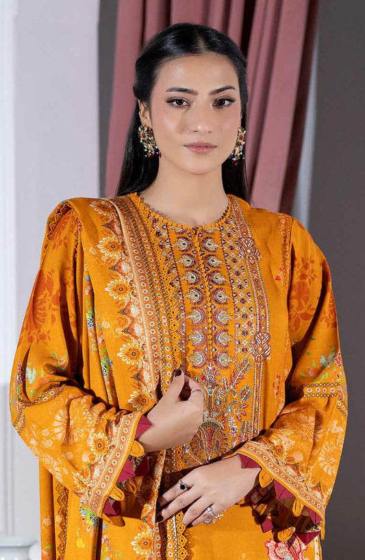 Silsila by Johra Printed & Embroidered Peach Leather Unstitched 3 Piece Suit - JH-615 - JH25SILS - Mustard - Winter Collection