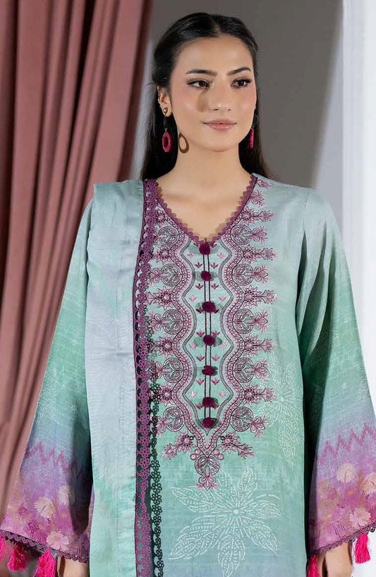 Silsila by Johra Printed & Embroidered Peach Leather Unstitched 3 Piece Suit - JH-614 - JH25SILS - Blue - Winter Collection