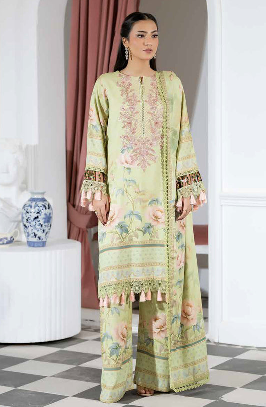 Silsila by Johra Printed & Embroidered Peach Leather Unstitched 3 Piece Suit - JH-613 - JH25SILS - Green - Winter Collection