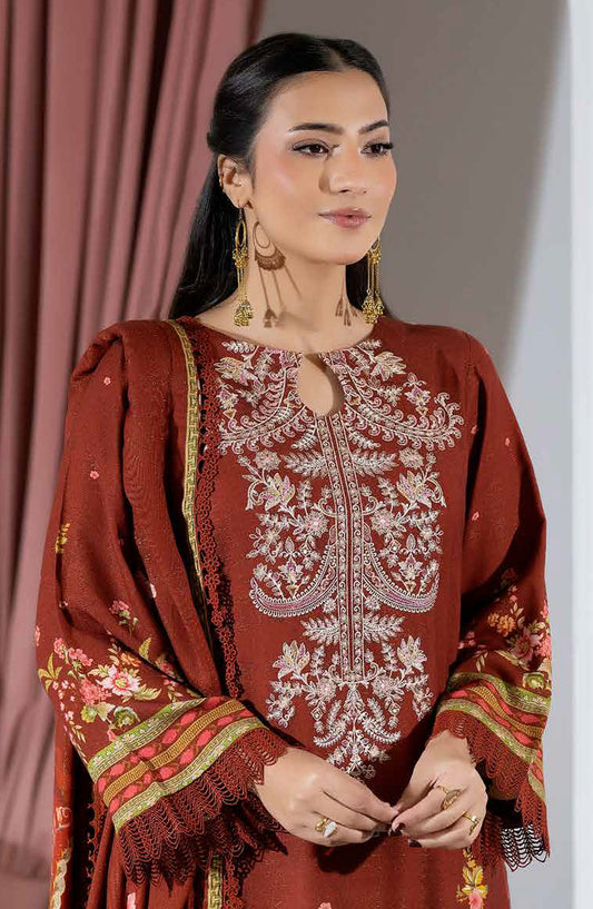 Silsila by Johra Printed & Embroidered Peach Leather Unstitched 3 Piece Suit - JH-612 - JH25SILS - Brown - Winter Collection