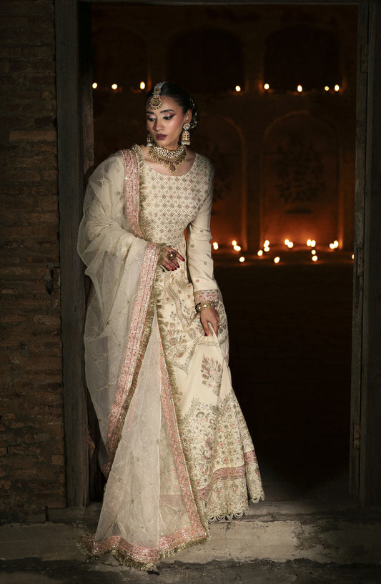 Singhar by Saad Shaikh X Meeral Luxury Embroidered Raw Silk Unstitched 3 Piece Suit - SITARA - SSH25SNG - Off White - Festive Collection
