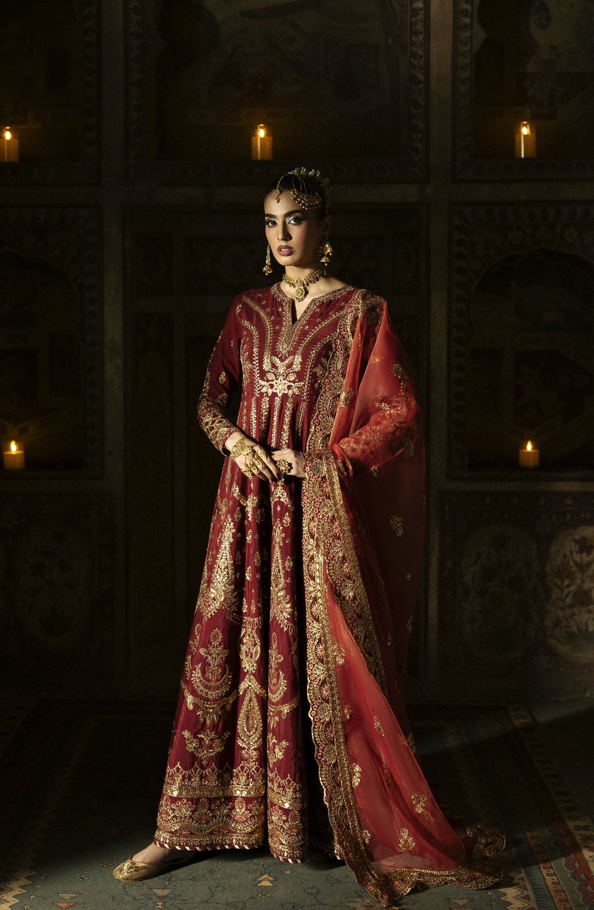 Singhar by Saad Shaikh X Meeral Luxury Embroidered Raw Silk Unstitched 3 Piece Suit - SHAZMA - SSH25SNG - Maroon - Festive Collection
