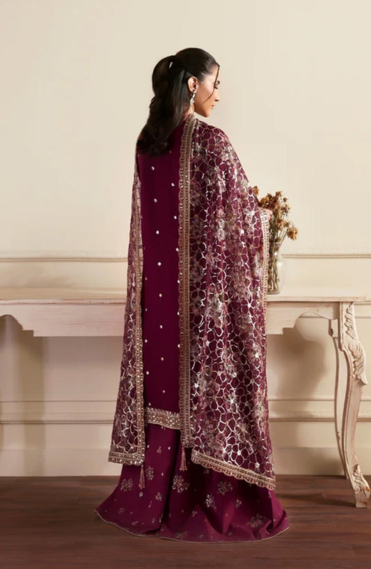 Siraya by Zarif Embroidered Chiffon Unstitched 3 Piece Suit - 08 Arash - ZRF26SRY - Pink - Formal Collection