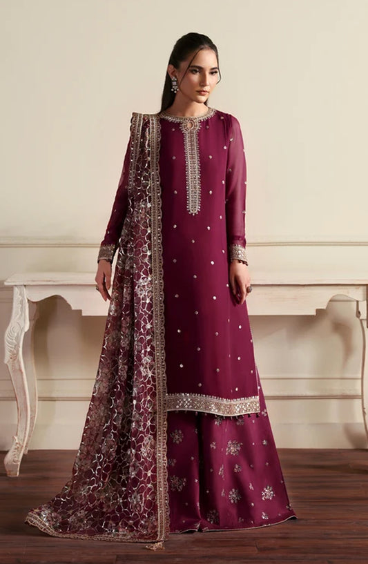 Siraya by Zarif Embroidered Chiffon Unstitched 3 Piece Suit - 08 Arash - ZRF26SRY - Pink - Formal Collection