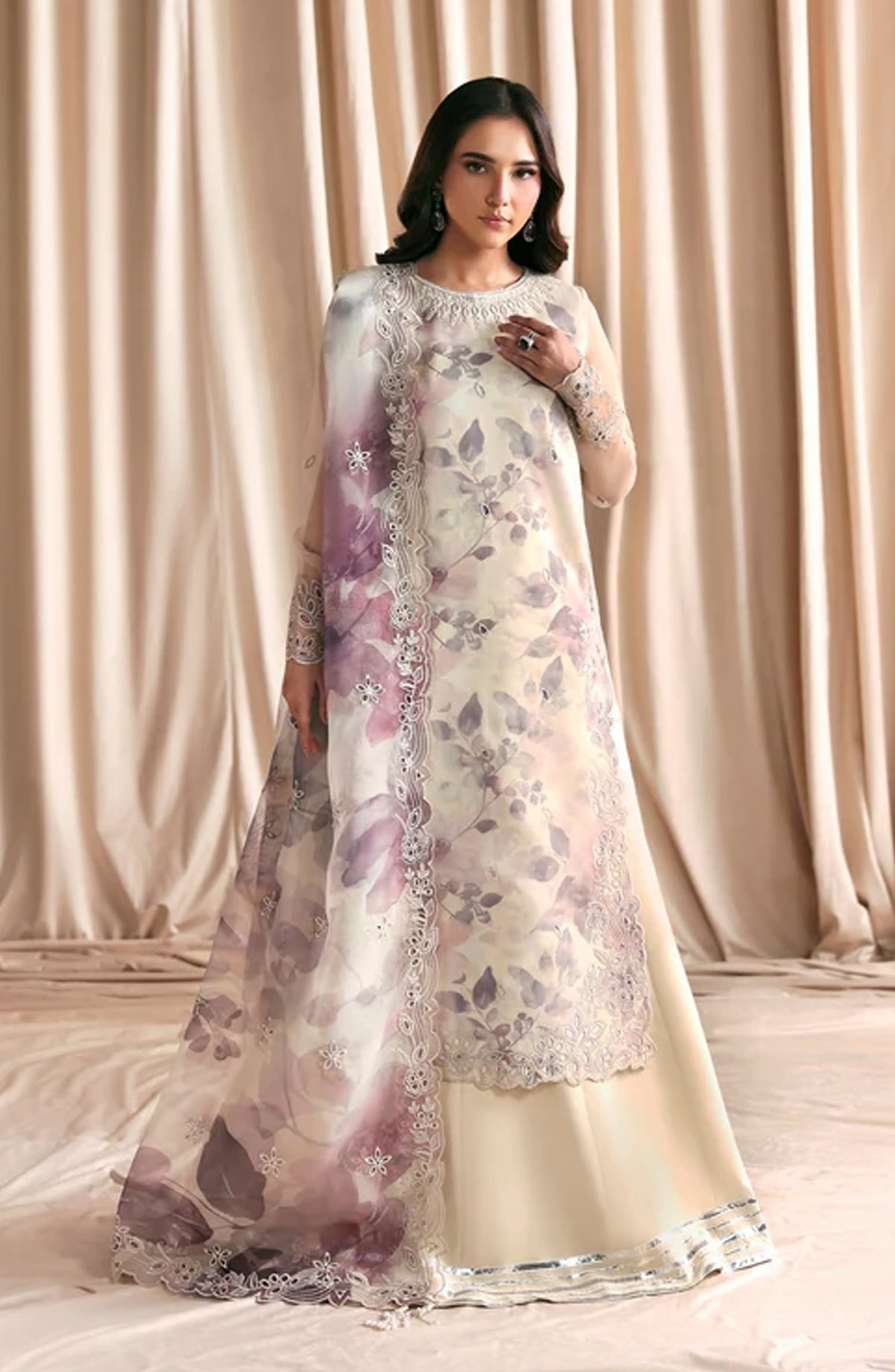 Siraya by Zarif Embroidered Organza Unstitched 3 Piece Suit - 07 Gajra - ZRF26SRY - Yellow - Formal Collection