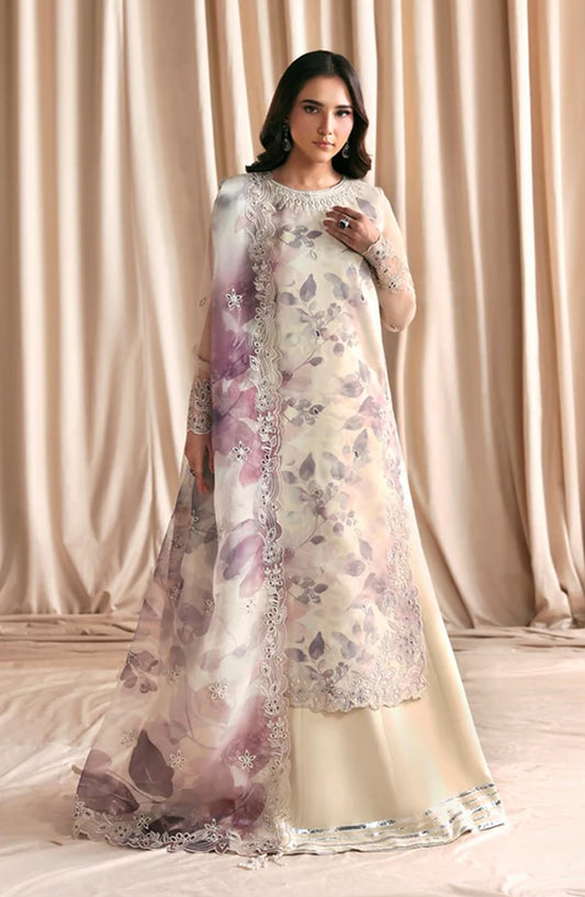 Siraya by Zarif Embroidered Organza Unstitched 3 Piece Suit - 07 Gajra - ZRF26SRY - Yellow - Formal Collection