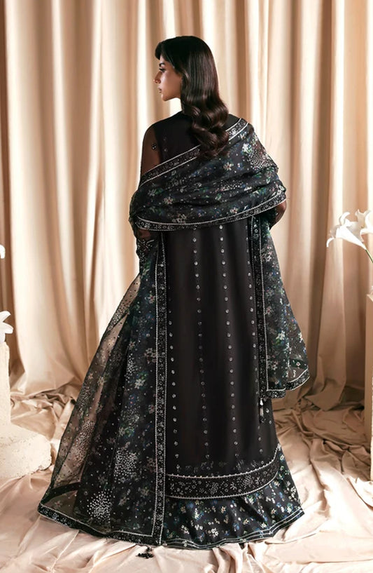 Siraya by Zarif Embroidered Net Unstitched 3 Piece Suit - 06 Kavish - ZRF26SRY - Black - Formal Collection