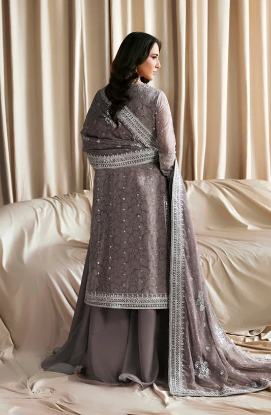 Siraya by Zarif Embroidered Chiffon Unstitched 3 Piece Suit - 05 Sitara - ZRF26SRY - Grey - Formal Collection